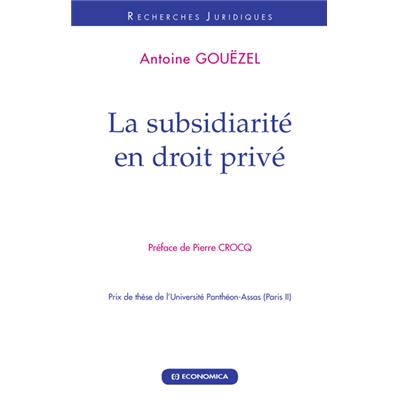 La subsidiarité en droit privé