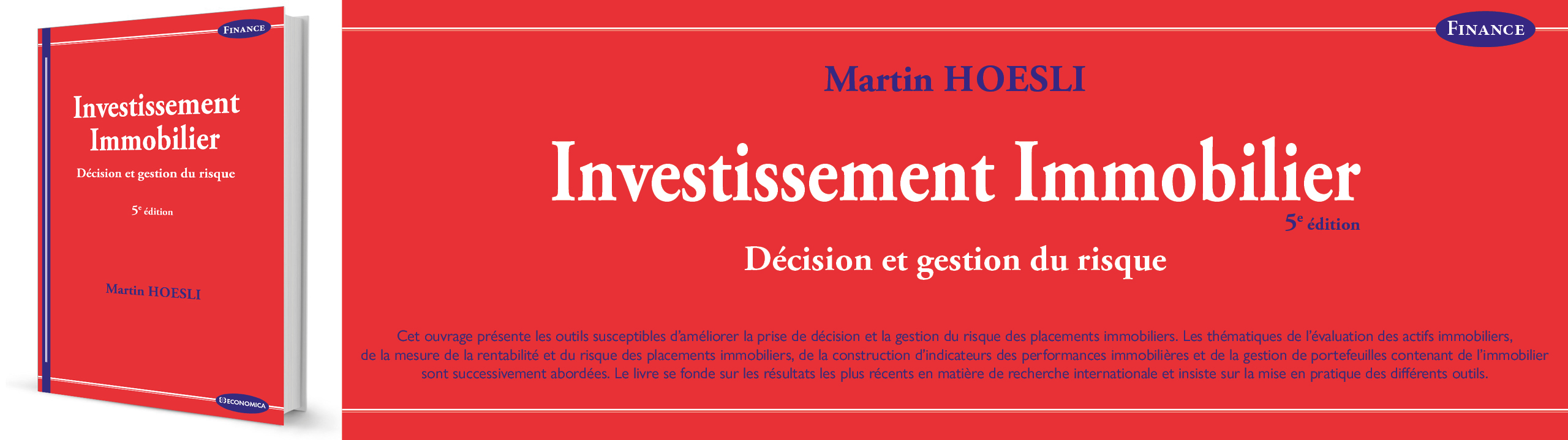 Investissement immobilier - Décision et gestion du risque - 5e édition - Martin Hoesli - 9782717873405
